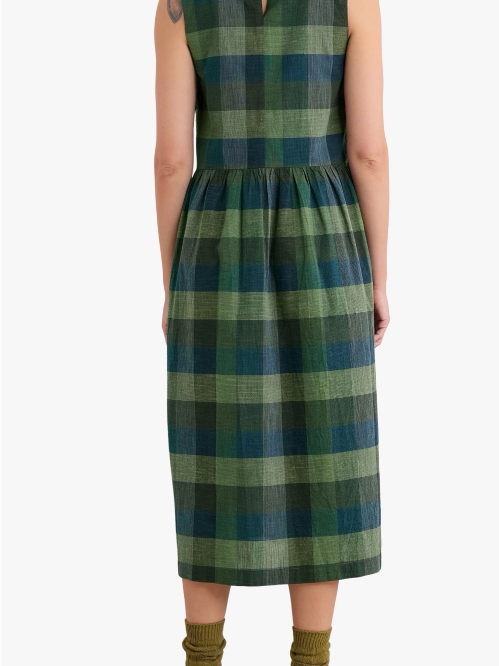 Brand New Seasalt Cornwall Green Plaid Sleeveless Midi Dress